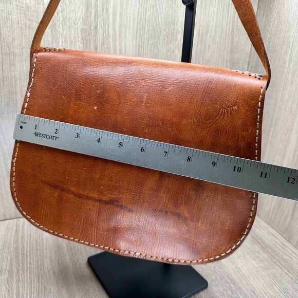 Vintage Studded Shoulder Purse Tassel Flap Adjustable Leather Brown - Picture 12 of 13